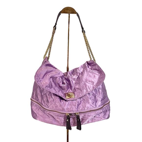 Vintage JPK Paris 75 Purple Lilac Chain Leather Strap Satchel Shoulder Bag